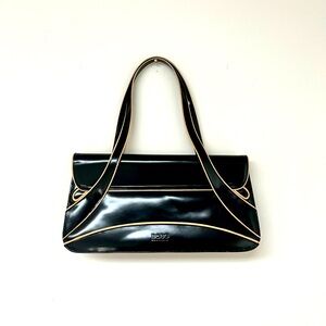 Vintage BCBG Max Azria Black Patent Shoulder Bag Y2K Designer Purse